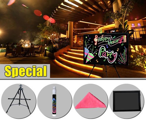 LED Lighted Writing Board Includes Display Easel Tripod LED Writable Menu Board Sign 27