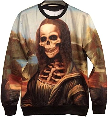 Unisex Hipster Monalisa Skull Sweatshirt Clothing 3D T Shirts (XL)