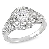 Sterling Silver 1 1/8 CT TGW Round White Cubic Zirconia Fashion Ring