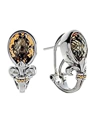 Balissima By Effy Collection Sterling Silver and 18k Yellow Gold Fleur de Lis Citrine Earrings