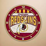 Washington Redskins 12 Inch Art Glass Clock