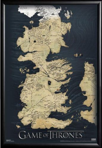 Game Of Thrones Map Tv 24x36 Dry Mount Poster Matte Back Wood Framed