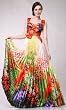 #56382 Printed Satin Pleated Pageant Evening Gown