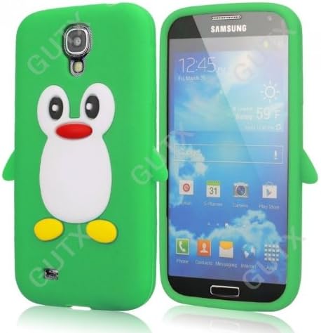 Ganbol Original NEW 3D CUTE PENGUIN CASE SOFT SILICONE GEL COVER FOR SAMSUNG GALAXY S4 SIV I9500 GREEN