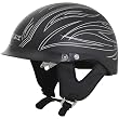 AFX Pinstripe Flame Adult FX-200 Touring Motorcycle Helmet w/ Free B&F Heart Sticker - Flat Black/Silver/Silver