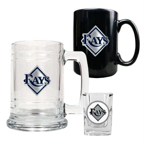 MLB Tampa Bay Rays 15-Ounce Tankard, 15-Ounce Ceramic Mug & 2-Ounce Shot Glass Set - Primary Logo