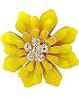 Yellow Epoxy Clear Rhinestone Flower Stretch Ring