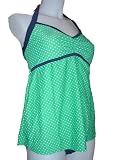 Womens Maternity Tankini Bikini Swimsuit, Green W/white Dots, Navy