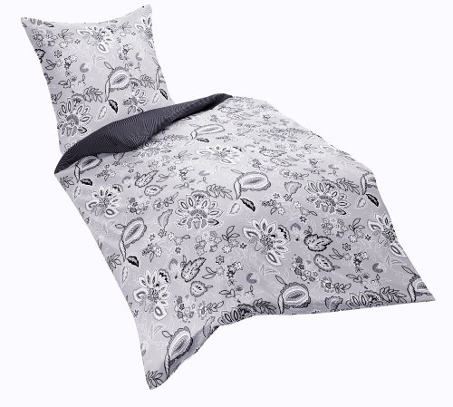 Fleuresse modern classic 102406 Fb. 1 Mako-Satin Bettw&auml;sche / 135 x 200 cm silber Preisvergleich