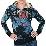 ED HARDY Christian Audigier Koi Womens Tattoo Hoodie Shirt