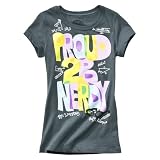 Girls' Grey Short-Sleeve Glitter Graphic Tee