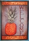 Pineapple Welcome Small Garden Flag with Scrolls Top and Bottom