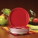 Rachael Ray Dinnerware Round and Square 4-Piece Stoneware Salad Plate Set, Red