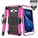 Galaxy On5 Case With Tempered Glass Screen Protector,IDEA LINE(TM) Heavy Duty Armor Shock Proof Dual Layer Holster Locking Belt Swivel Clip with Kick Stand + Stylus Pen(Hotpink/Black)