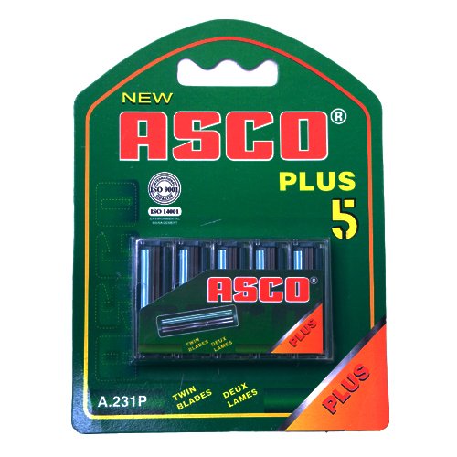 Asco Plus Twin Razor Blade Cartridges with Lubricating Strip - 20 Count