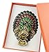 Ivenf Vintage Metal Oval Make-Up Hand/Table Mirror, Peacock Spread Tail, Green