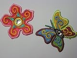 2-er Set Schmetterling Blume Blüte BÜGELBILD Aufkleber AUFNÄHER APPLIKATION Sticker
