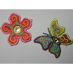 2-er Set Schmetterling Blume Bl�te B�GELBILD Aufkleber AUFN�HER APPLIKATION Sticker