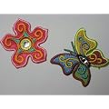 2-er Set Schmetterling Blume Bl�te B�GELBILD Aufkleber AUFN�HER APPLIKATION Sticker