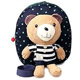 かわいい クマさん　ベビー リュック 子ども キッズ リュックサック 迷子 紐つき 色 選べます (ネイビー《ストライプ》)