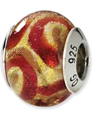 Sterling Silver Reflections Yellow/Gold/Red Italian Murano Bead