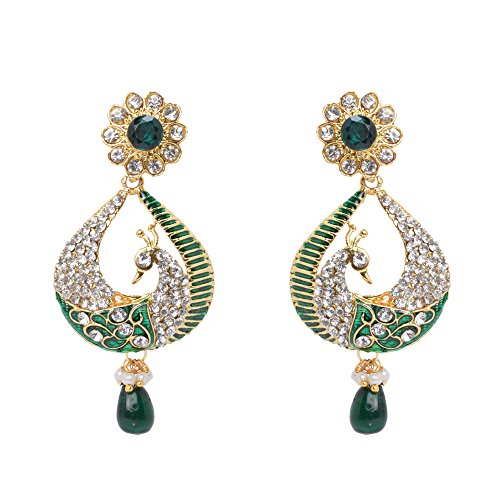 Graykart Peacock Design Meenakari Earrings For Women