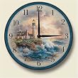 Wood clock ~ Lighthouse on the Rocks ~Artworks Home Accents~ large kitchen wa...