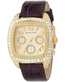 Michael Kors #MK5106 Women's Leather Strap Diamond Accented Chronograph Watch