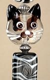 Black and White Cat Lampwork Glass Light or Ceiling Fan Pull Psychedelic Kitty