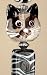 Black and White Cat Lampwork Glass Light or Ceiling Fan Pull Psychedelic Kitty