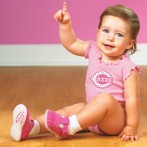 Cincinnati Reds Infant Girls Pink Ruffle Logo Creeper (6 Months)