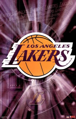 (22x35) Los Angeles Lakers Logo Purple Sports Poster Print