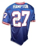 Rodney Hampton Autographed/Hand Signed Blue Throwback Jersey Inscribed 2X PB