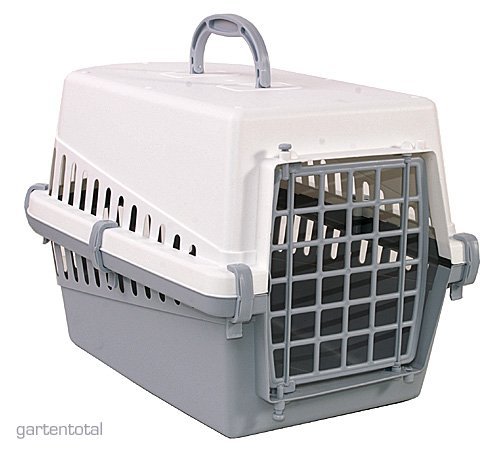 TRANSPORTBOX HUNDE KATZEN BIS 10 KG GRAU-WEISS