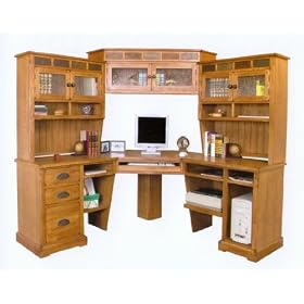 Rustic Oak Corner Office Workstation