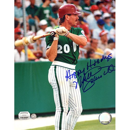 Steiner Sports MLB Mike Schmidt Green Jersey On Deck Autographed 8-by-10-Inch Photograph with 