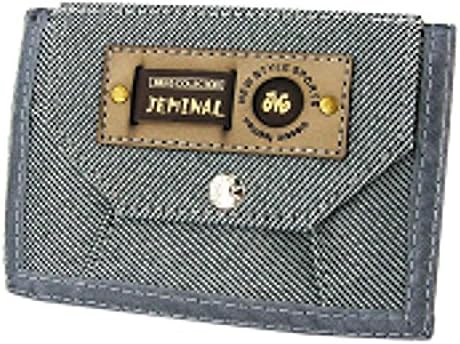 QISHI YUHUA JML Men's Korean Short Paragraph 3 Fold Canvas Purse Grey Canvas Wallets