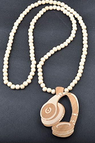 Mygoodie Fashion Jewelry Wood Wood Pendant Dj Headphones Young Beaded Necklace