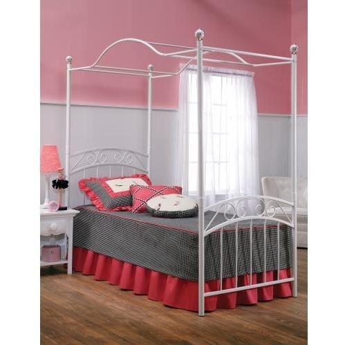 Hillsdale Furniture 1864BFPR Emily Bed Set with Canopy and Rails, Full, White
