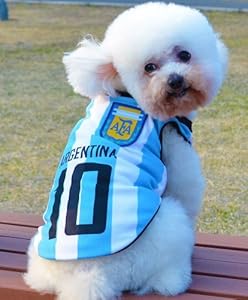 New World Cup Soccer Football Team Argentina Jersey Shirt Pet Dog Clothes Vest Polo for Small Dog Shirt Dog T-shirt (S)