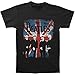 The Beatles Union Jack Distressed Adult Black T-Shirt