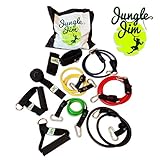 Jungle Jim Resistance Band Set with Instructional Ebook Large Padded Handles Ankle Straps Door Anchor and Carrying Case