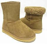 Camel Tan Winter Sheepskin Boots Vegan Fleece Women