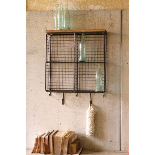 Wall Cubbies Four Square Wire Mesh Cubbies with Wooden