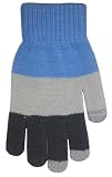 Boss Tech Products Cashmere Knit Touch screen Gloves with Conductive Fingertips for Use with All Touch screen Electronic Devices - Blue/Gray (BTP-GLV-BLUGRY)