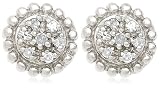 10k White Gold Bead Design Diamond Earrings (.05 cttw, I-J Color, I2-I3 Clarity)