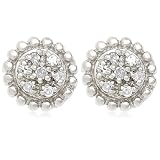 10k White Gold Bead Design Diamond Earrings (.05 cttw, I-J Color, I2-I3 Clarity)