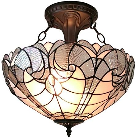 Amora Lighting Mahogany-finished Glass Tiffany-style Ceiling Fixture