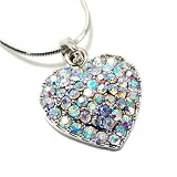 Aurora Borealis Crystal Heart Pendant Necklace Fashion Jewelry