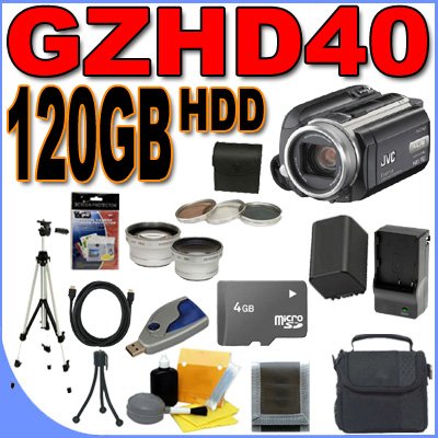 JVC Everio GZ-HD40 120GB Hard Drive HDD 10x Optical Zoom Digital Camcorder BigVALUEInc Accessory Saver 4GB BP815 Battery/Rapid Charger Filter/Lens Bundle + MORE